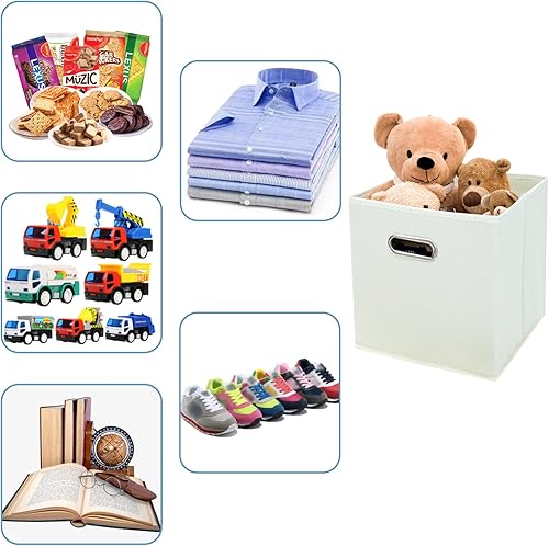 Miniatura 3 de Contenedores de almacenamiento de tela negra, 13 x 13 x 13 pulgadas, cajas de almacenamiento plegables con doble asa, caja organizadora de tela y