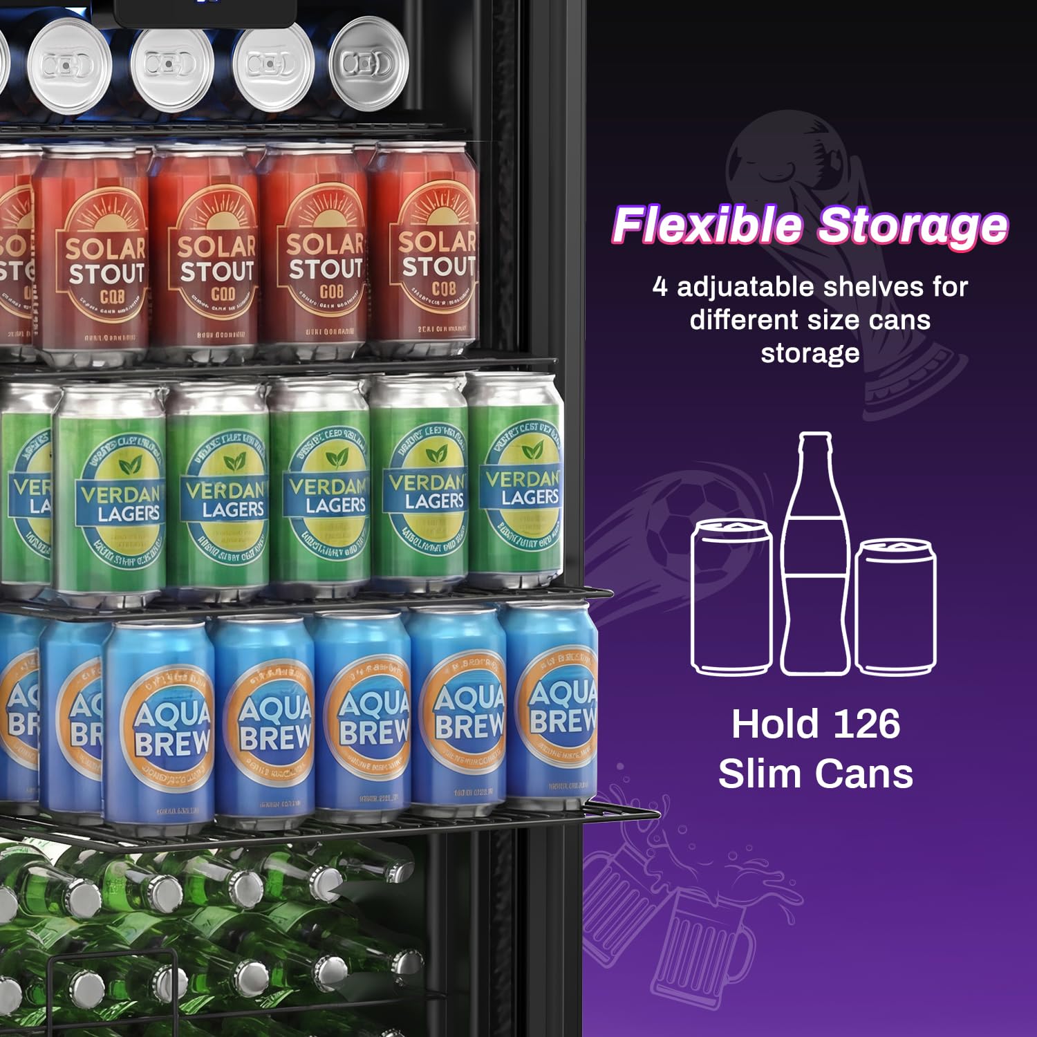 Velivi Gaming Glass Door Mini Fridge – 3.2 Cu Ft Cool Mini Fridge Lockable Beverage Refrigerator With LED Gaming Lights, Cyberpunk Drink Cooler For Soda Beer, Perfect For Gaming Room Bar Home Party on Fridge.com - View 3