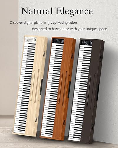 Miniatura 2 de Longeye Teclado de piano de 88 teclas, piano eléctrico de madera, piano digital semipesado para principiantes y profesionales con soporte para