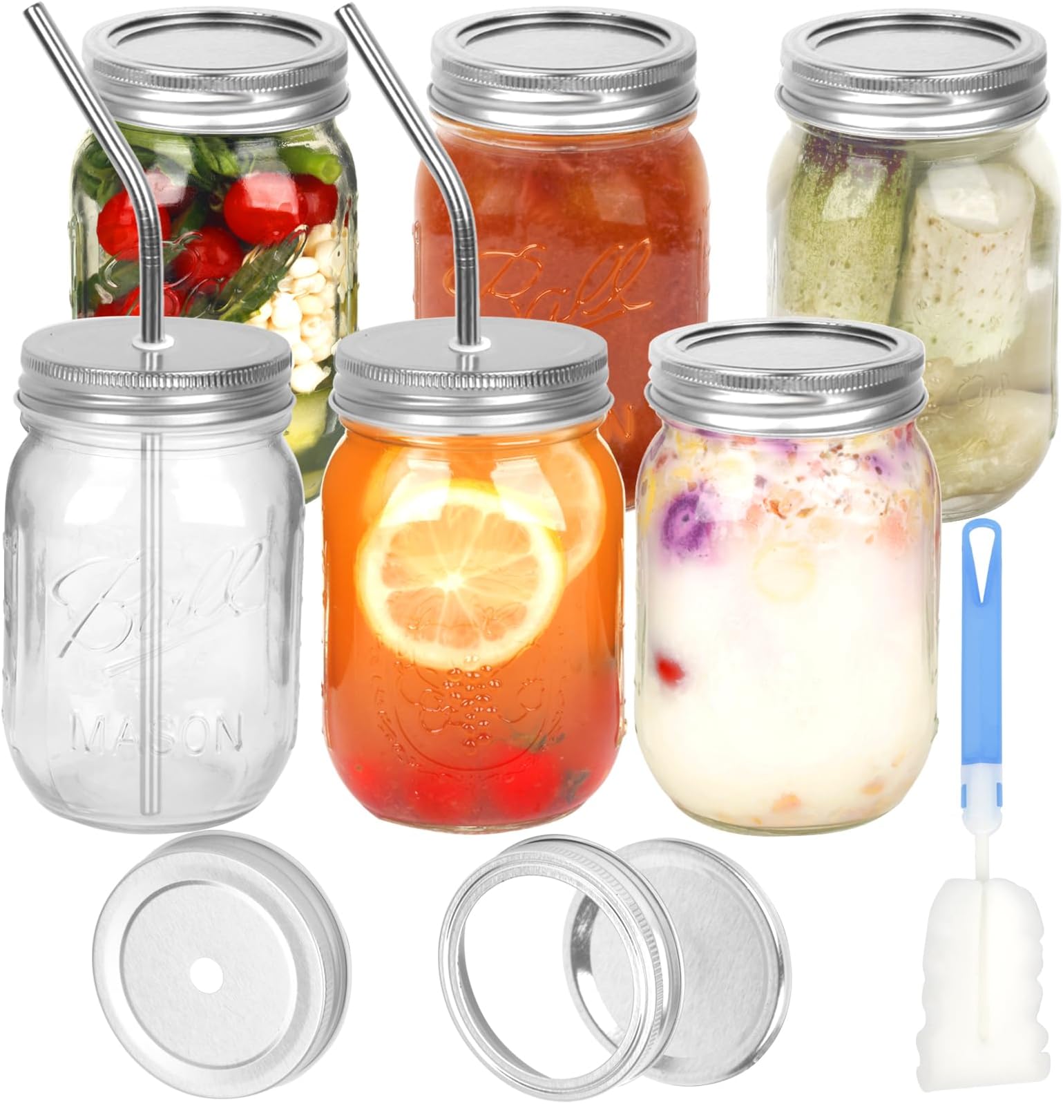 Conservation Alimentaire Hermétique Lot De 6 Bocaux Verre 500ml Hermétiques - Parfait Pour Avoine Nuit, Restes Et Rangement Cuisine Pots Avoine Nuit