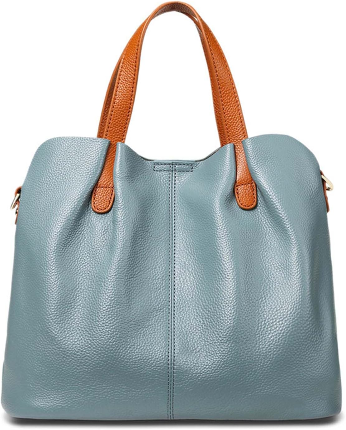 Genuine Leather Tote Bag for Women, Detachable Pouch Satchel Handbag, Work Travel Shoulder Crossbody Handbag