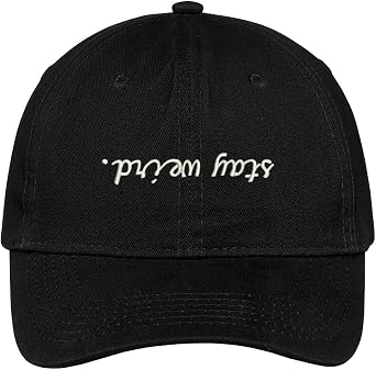 Trendy Apparel Shop Stay Weird Embroidered 100% Cotton Adjustable Strap Cap