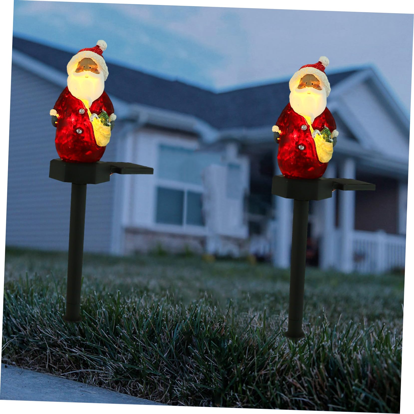 POPETPOP 2stücke Solar Gartenlampe Mit Weihnachtsmann-design Langlebige Außenleuchte Für Festliche Gartenbeleuchtung Weihnachtsdeko Für Außenbereich