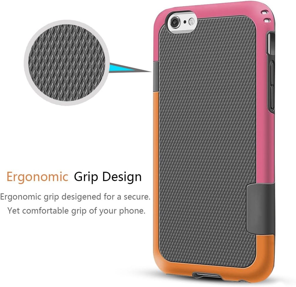 iPhone 6S Case, TILL(TM) [Ultra Hybrid] iPhone 6 / 6S (4.7 Inch) Case Hybrid Best Impact TPU Shockproof Rugged Matte Shell Exact-Fit Dual Protection Silm Back Strips Anti-slip Cover Case [Orange/Ross]