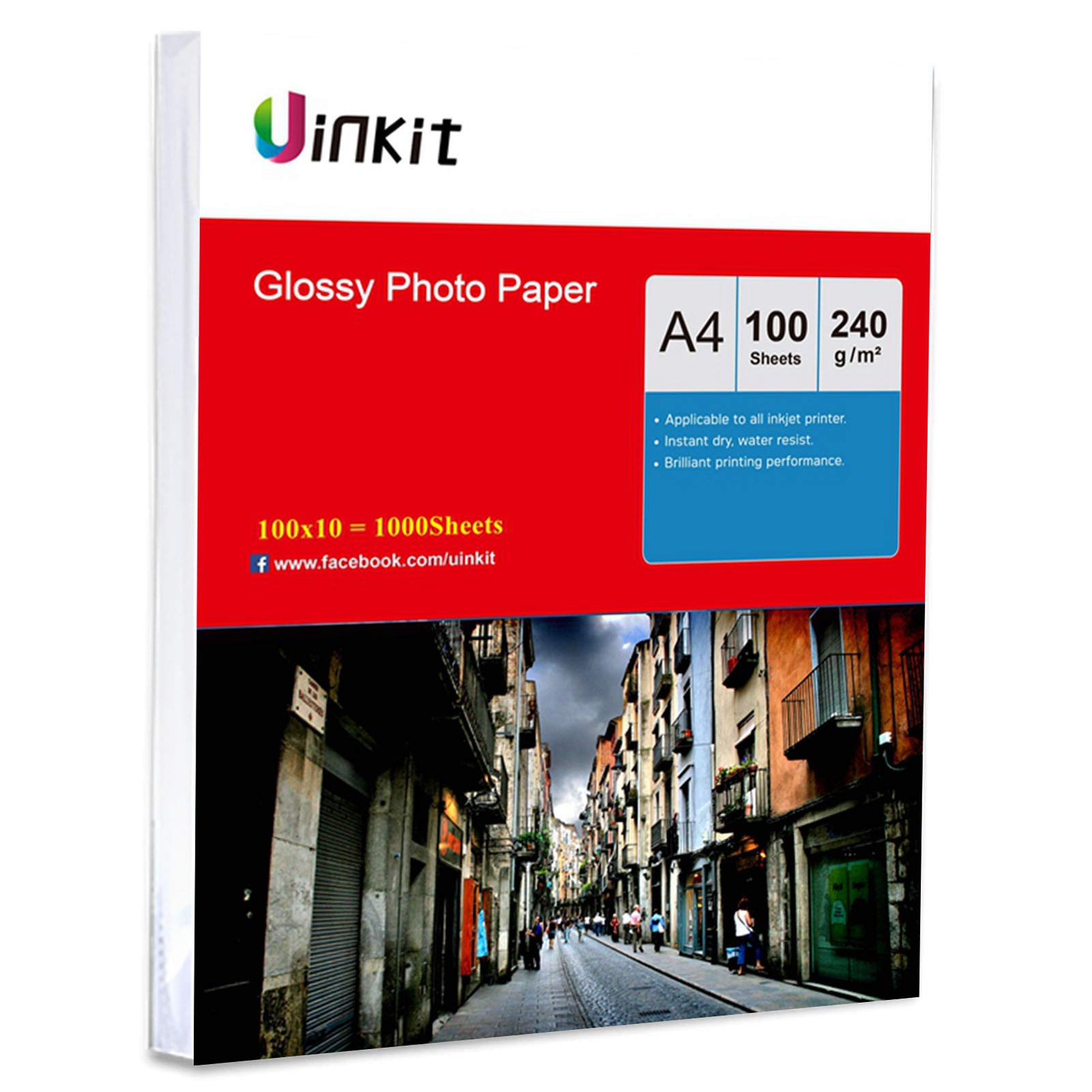 Papier fotograficzny A4 240 g/m2 - 1000 arkuszy o wysokim połysku, super biały papier atramentowy do druku atramentowego obraz Uinkit