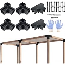 Pergola Bracket kit,3-Way & 4-Way Right Corner Angle Woodwork Bracket for 4" x 4" Actual 3.5" x3.5'' Wood Beam for Outdoor Gazebos,Patio Pergolas,Log Cabins - 6Pack