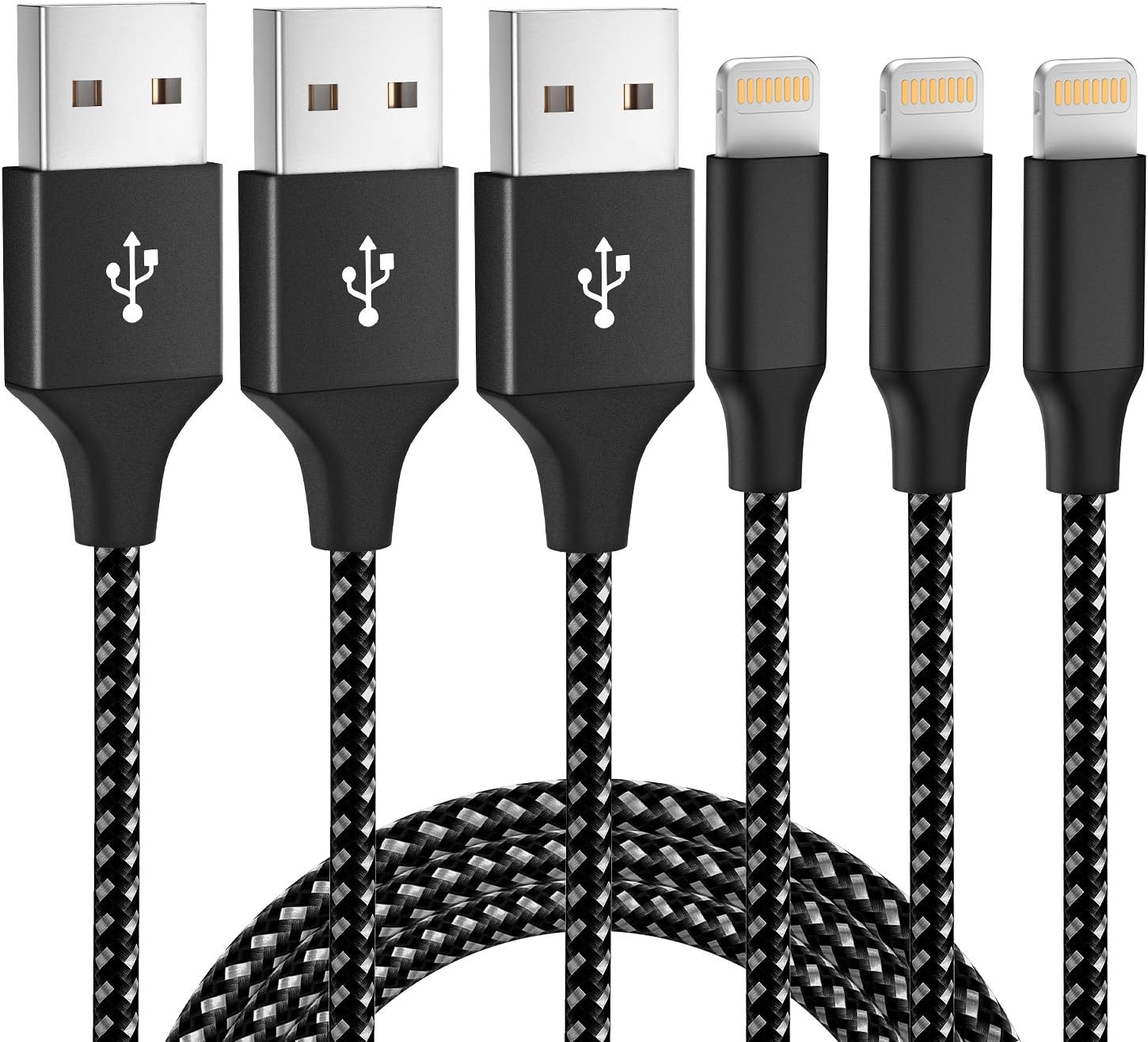 iPhone Charger Cable 3Pack 10FT Mfi Certified Lightning Cable Nylon Braided iPhone Cord Fast Charging Syncing Long Cord Compatible with iPhone 13 12 11 Pro XS Max XR X 8 8P 7 (Blackwhite)