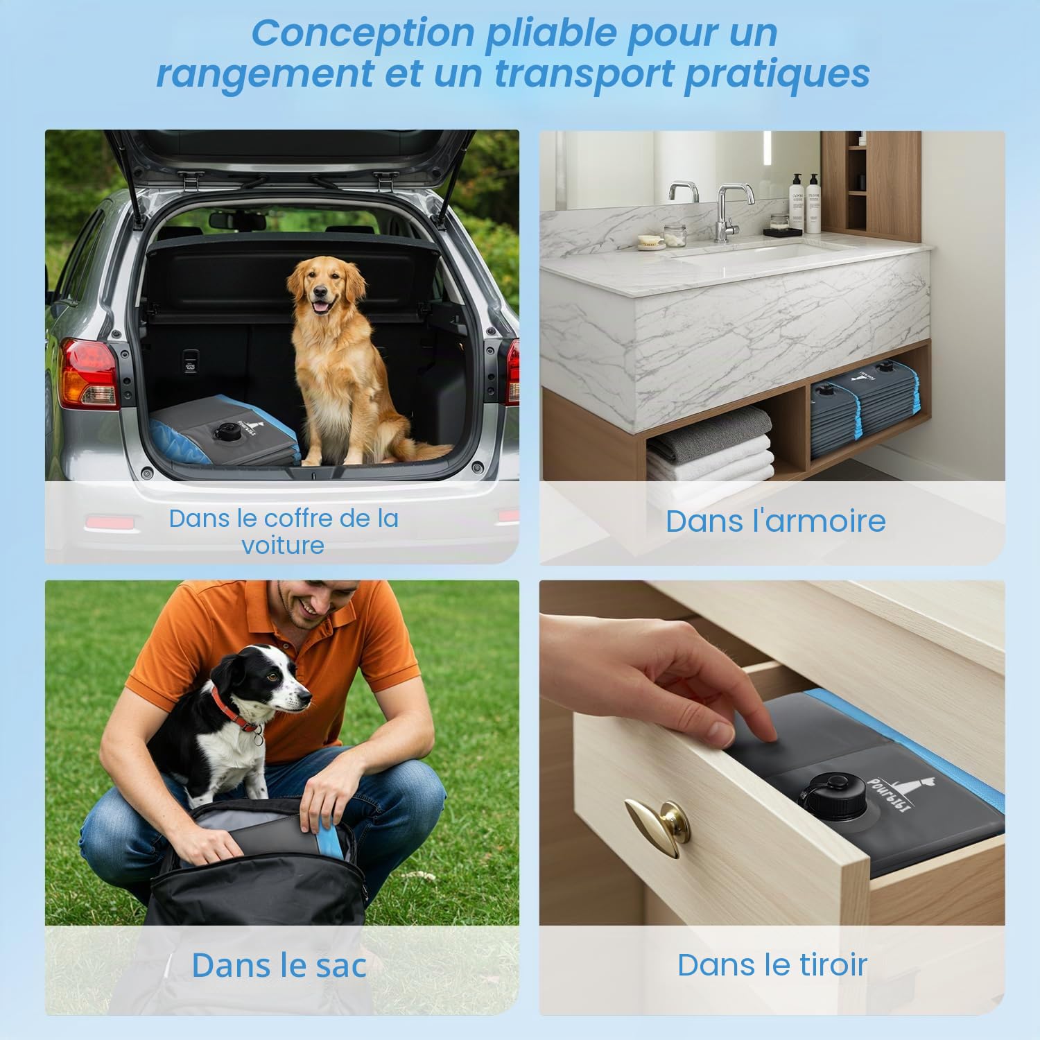 Pourbibi Piscine pour Grands Chiens, Bassin de baignade Pliable pour Chien, pataugeoire pour Chien, Baignoire PVC Portable pour Chien, Piscine pour Chiens Grands et Petits, 160 x 30 cm