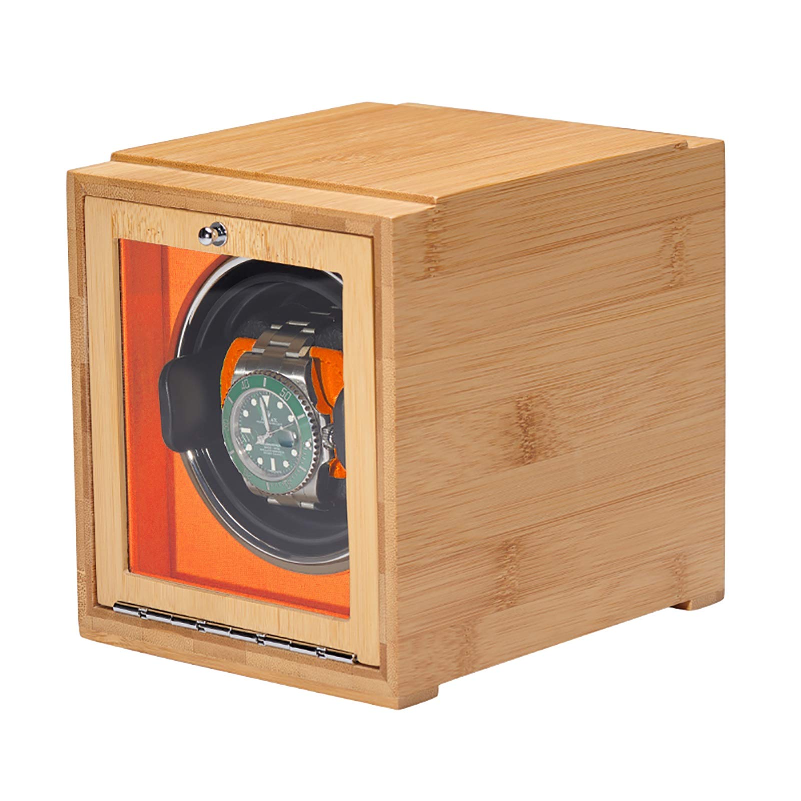 Enrollador de relojes de bambú caja giratoria automática de lujo para reloj mecánico
