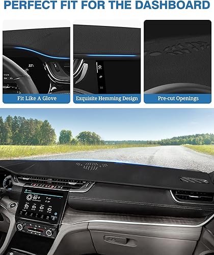 Miniatura 4 de FIILINES - Cubierta para tablero de malla antideslizante, parasol sin reflejos y protector compatible con Jeep Grand Cherokee L 2021-2025 (no