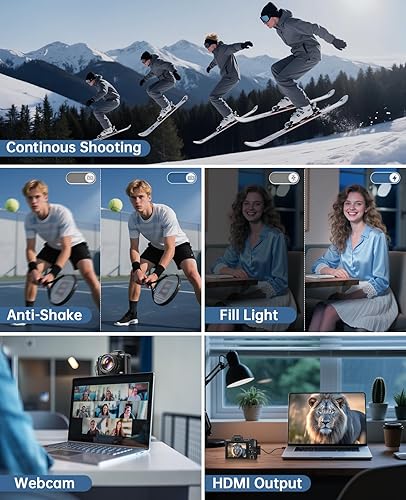 Miniatura 7 de Cámaras digitales 8K para enfoque automático de fotografía, actualización 2026 de 88 MP WiFi profesional 16X Zoom cámara de fotografía con doble