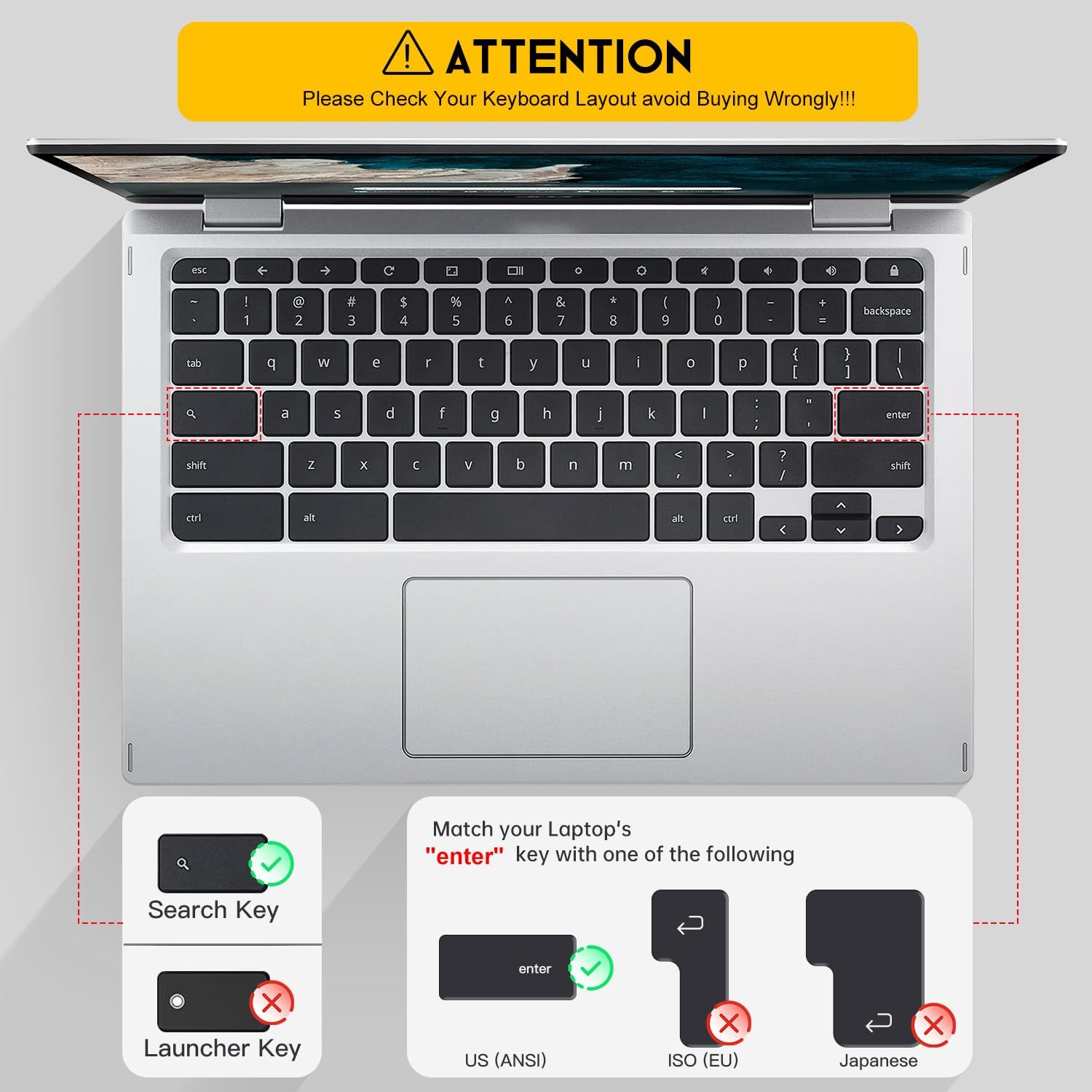 Keyboard Cover for 2019/2018/2017 Acer Chromebook 11 CB3-131 CB3-132/ Chromebook R 11 CB5-132T/ Acer Chromebook Spin 13 CP713 CB5-312T/ Chromebook 14 CB514 / Chromebook 15 CB3-531 CB5-571,Gradual Blue