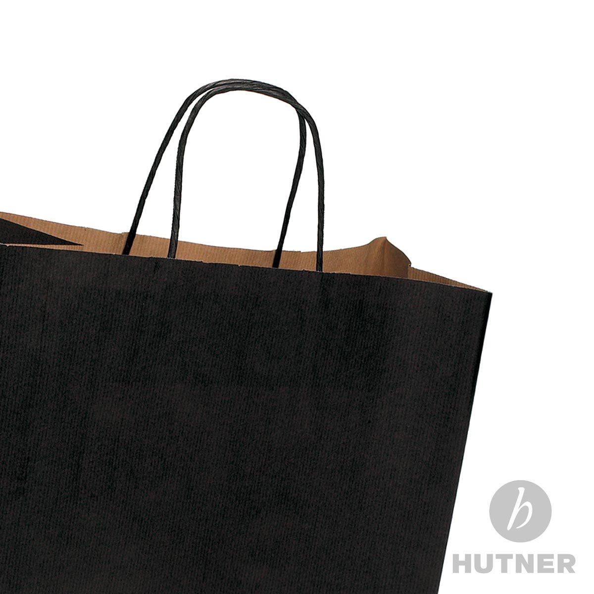 Papiertasche edel & stabil | 150 Stück schwarz 32+14x42 cm | Qualität aus deutscher Produktion | Tragetasche aus Papier | HUTNER