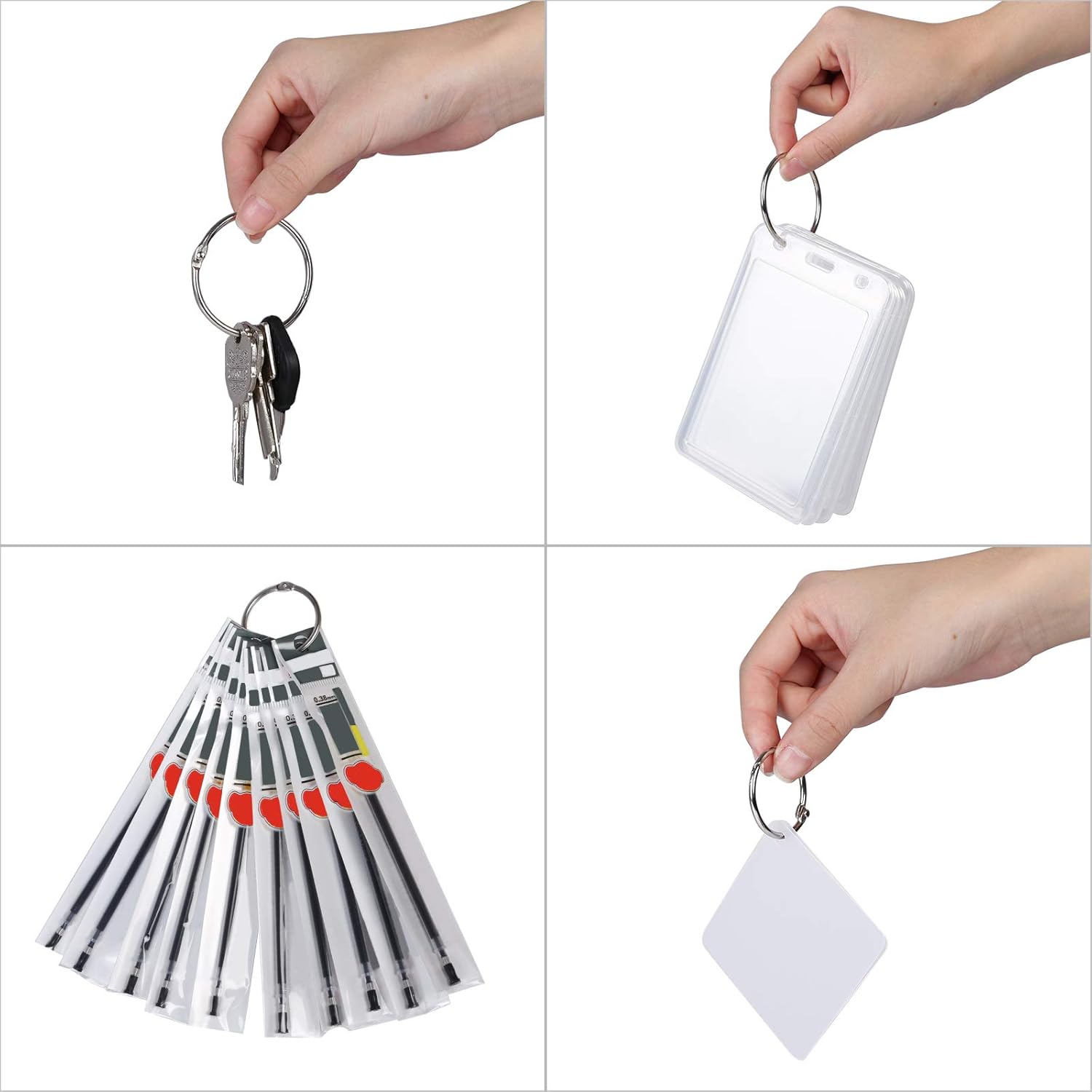 Loose Leaf Binder Ring, 1, 1.5, 2 Inch Binder Rings, 60 Pack, with 1 Hole Punch, for Flash Card Rings, Metal Rings for Index Cards, Book Rings, Index Card Rings, Clip Rings, School, Home, Office : Office Products