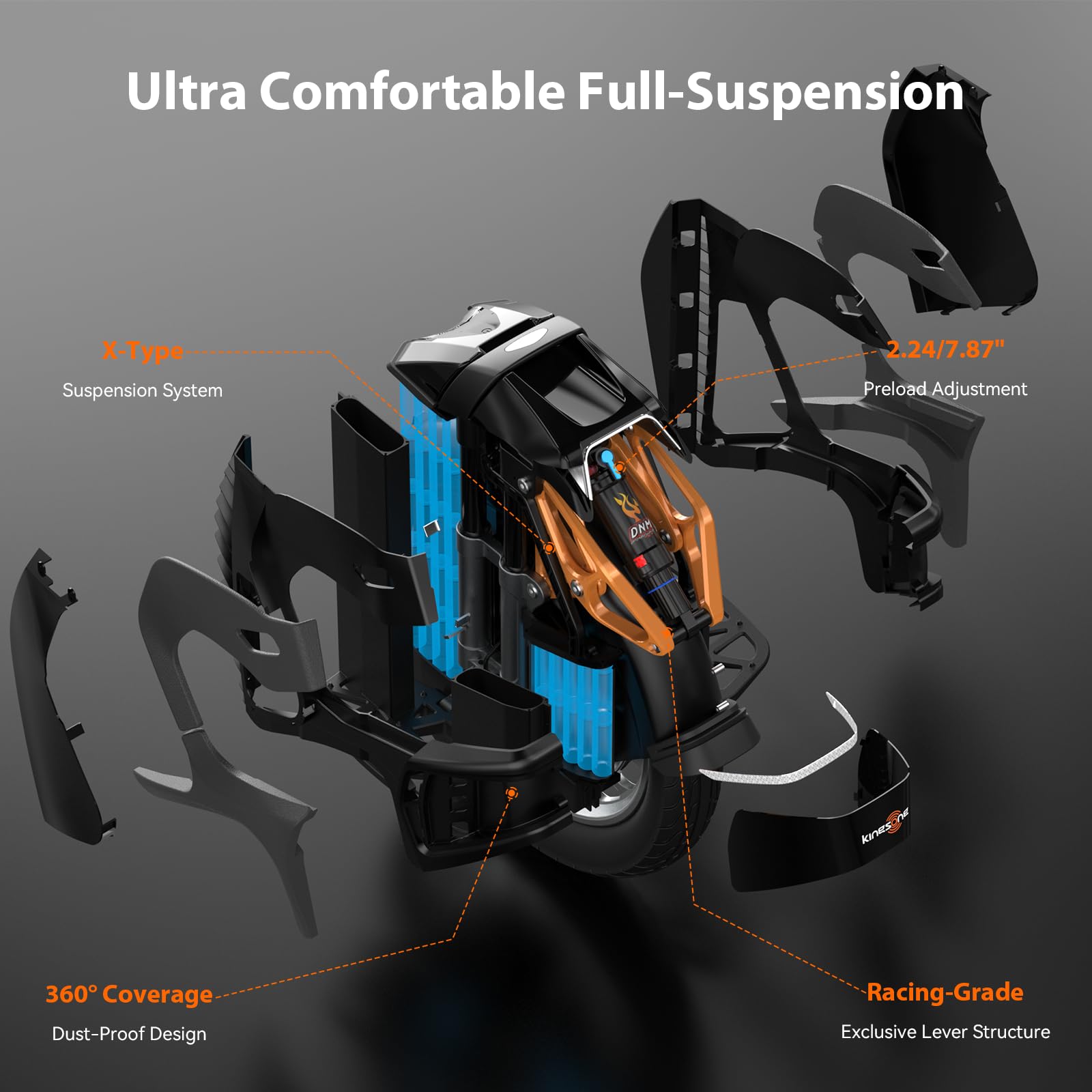 KINGSONG Monociclo Elettrico S18 Pro + nero 1110Wh, Moteur 2200W, Autonomia fino a 80km, Velocità limitata 25km/h, Pneumatico 18",