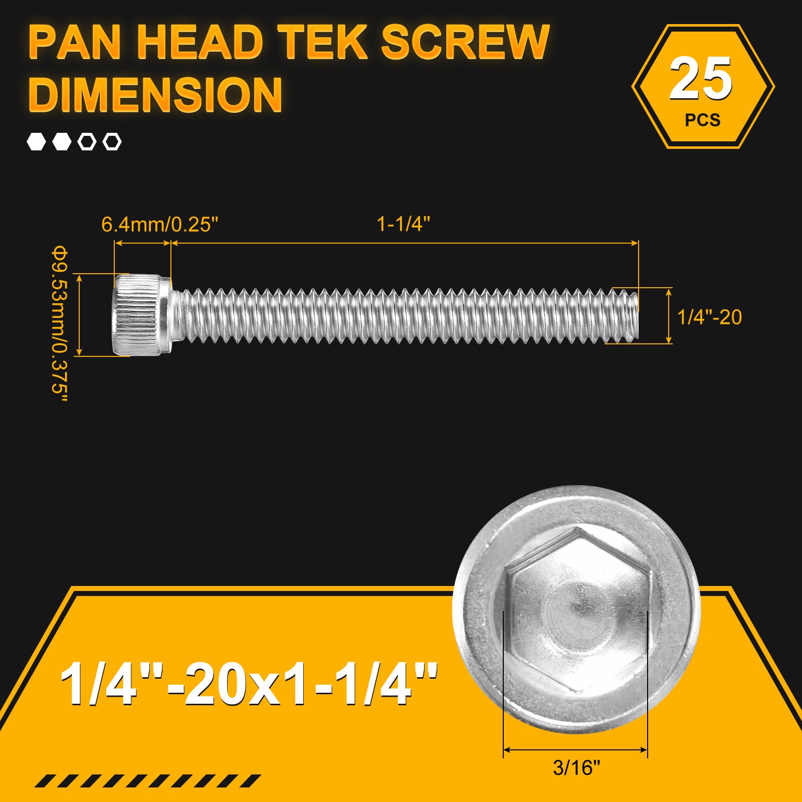 DTGN 1/4"-20x2" Socket Head Cap Screws Bolts, 25Pack, Good for Road Bicycle Mountain Bike, Auto, Motorcycle - Image 2