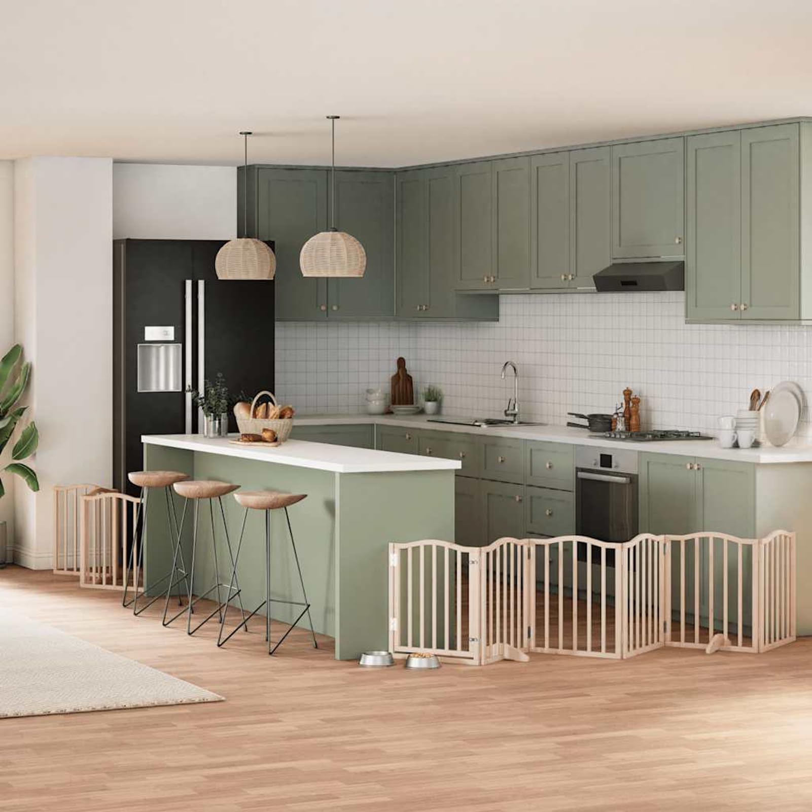 Tidyard 9-TLG. Hundetor mit Tür Faltbar 450 cm Pappelholz, Modulares Haustiertor für Zimmer Durchgänge Korridore für Kleintiere wie Hunde Katzen Welpen3155585