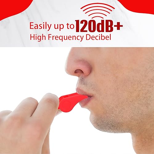 Miniatura 4 de Honoson 100 silbatos de emergencia con cordón, silbato de seguridad de plástico fuerte y nítido silbato de supervivencia para salvavidas, defensa