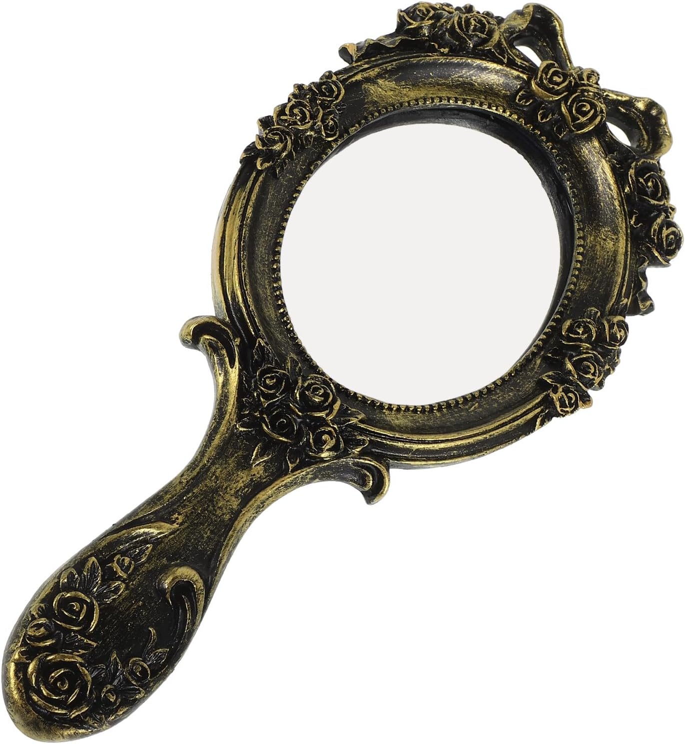 Vintage Baroque Handheld Makeup Mirror, Portable Elegant Vanity Accessory