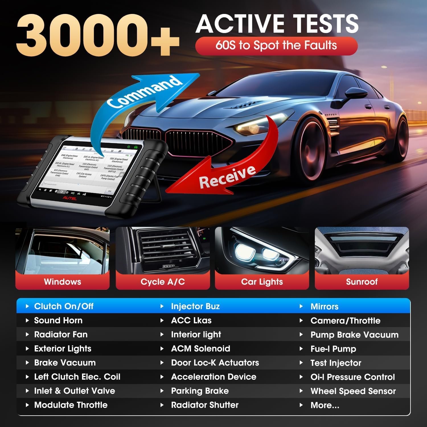 Autel MaxiCheck MX808S, 2026 Completo Bidirezionale come MK900BT MK808BT PRO, 4G+64G 2.4G & 5G WiFi, 28+ Servizi, OS11, 10X Più Veloce, Tutto SIS, Nuova Ver di MaxiCOM MK808, Funziona come MK900 MX900