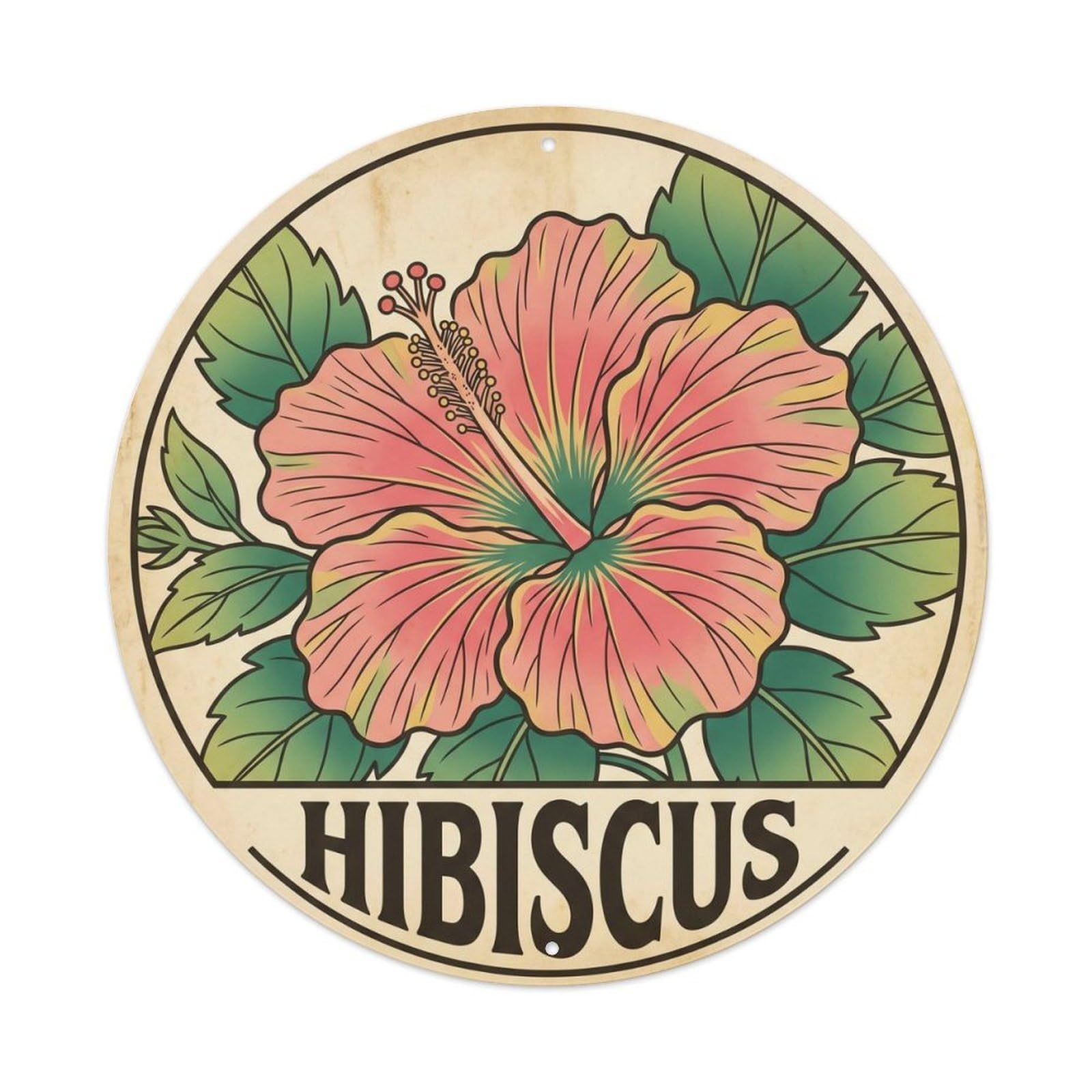 Hibiscus Flower Hawaii Botanical Island Nature Metal Tin Sign