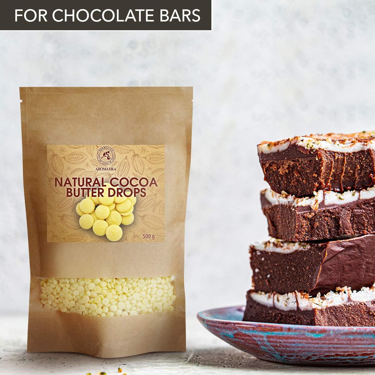 Капли масла какао 500 г — масло какао Theobroma — чипсы из масла какао пищевого качества — капли масла какао — богаты антиоксидантами, минералами и витаминами — для выпечки и косметических рецептов