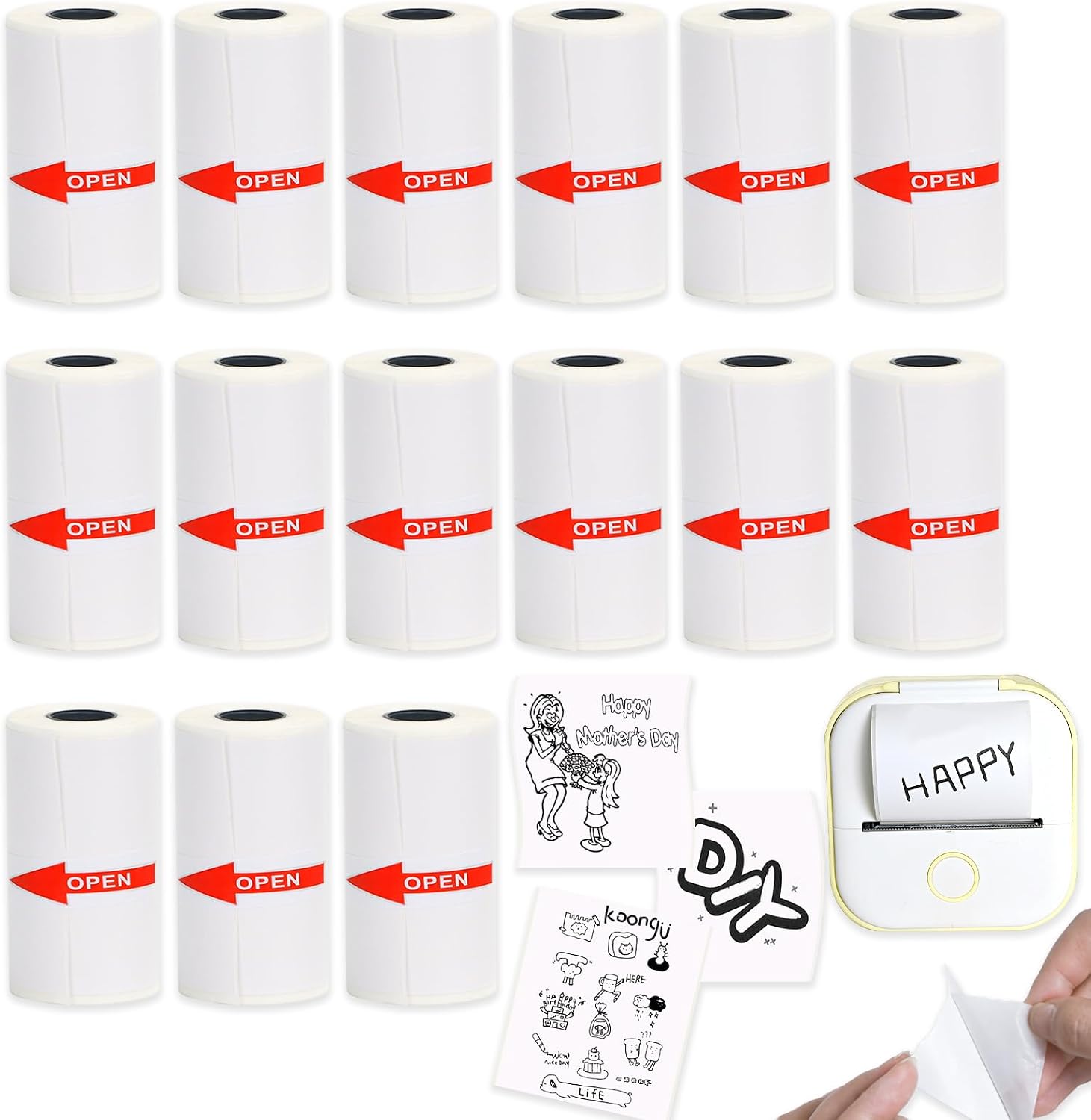 15 Rolls Mini Printer Thermal Sticker Paper 53x28mm for Phomemo T02/M02