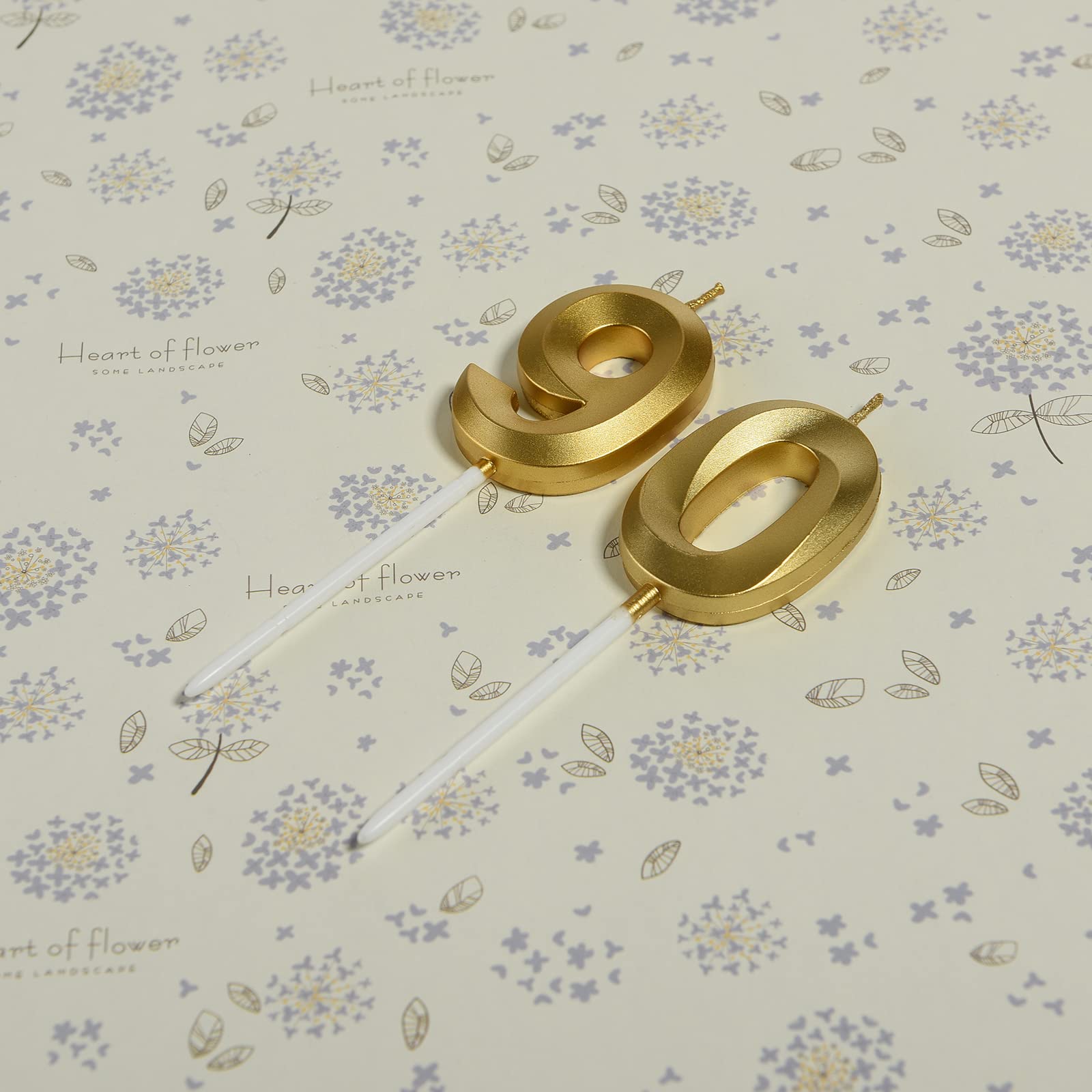 Kerzen zum 90. Geburtstag, goldene Zahl 90, Kuchendekoration für Geburtstag, Dekoration, Party