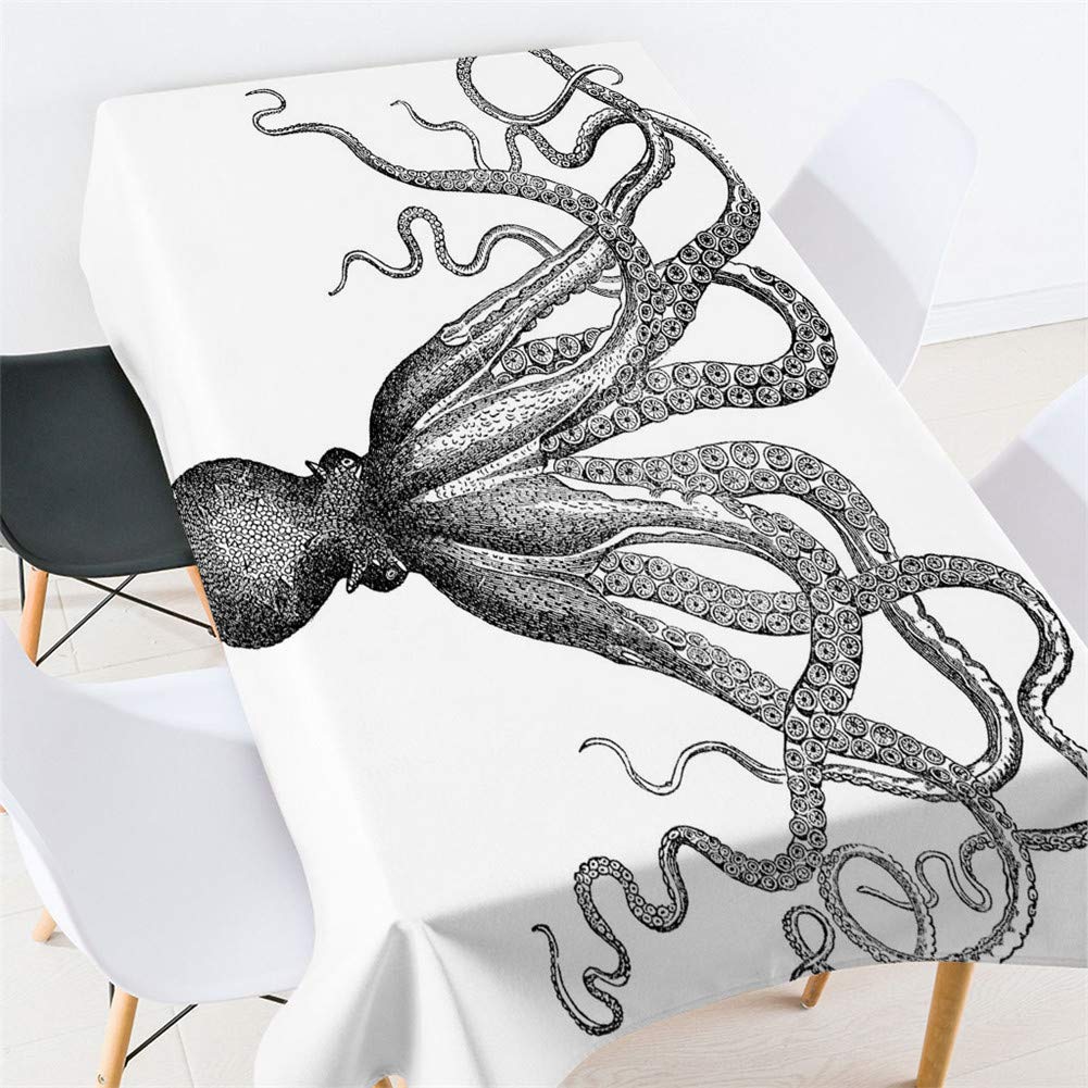 Morbuy Octopus Table Cloths Rectangular Waterproof,Animal Style 3D Print Tablecloth Wipe Clean Stain Resistant Table Cover For Kitchen Dining Garden Kids Party Decorations (140X140cm,)