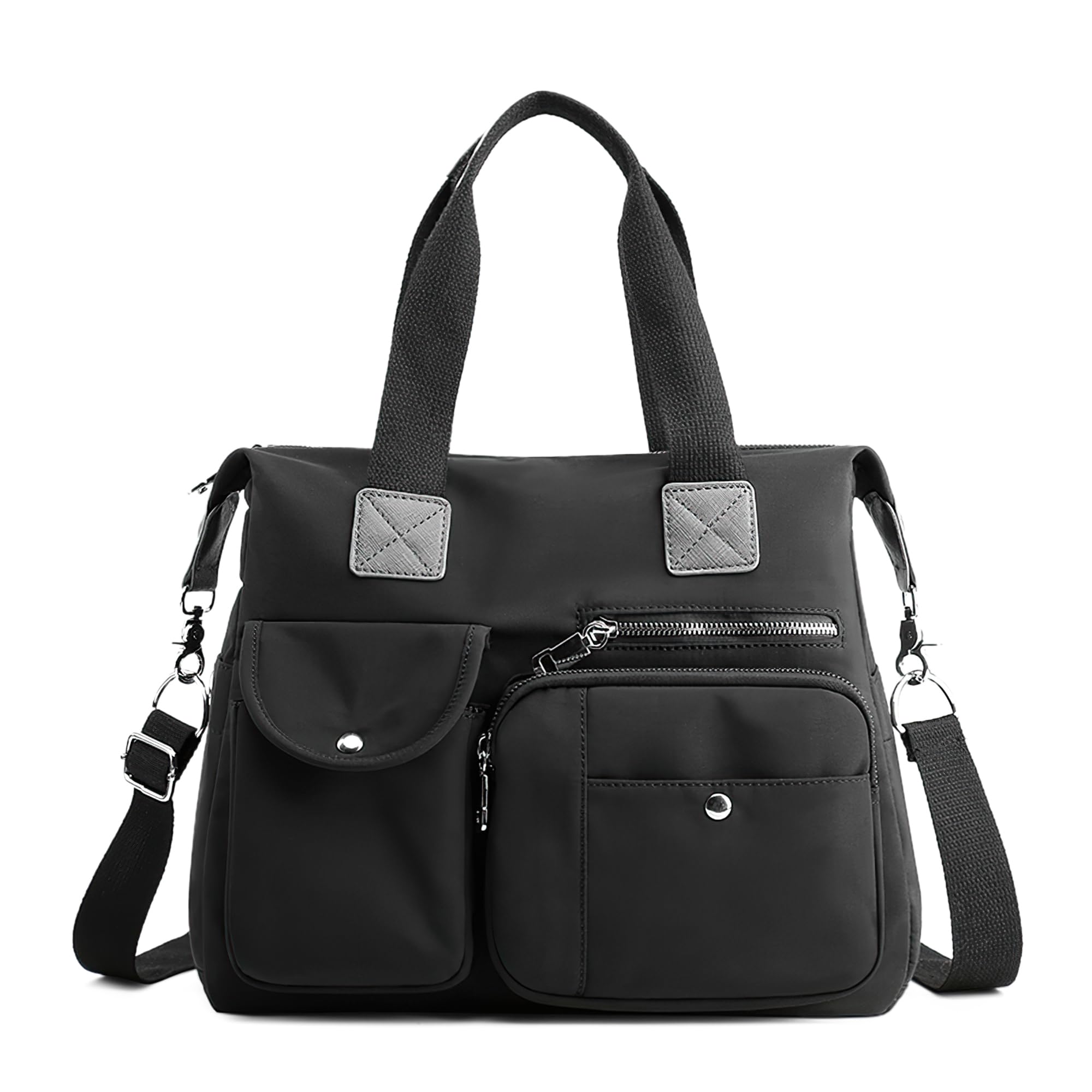 DIRRONA Borsa Tracolla Donna Borsa A Mano Casual - Borsa Tote Con Più Tasche Impermeabile E Resistente Tracolla Removibile Ideale Per Lavoro Università E Viaggio Nero Classico