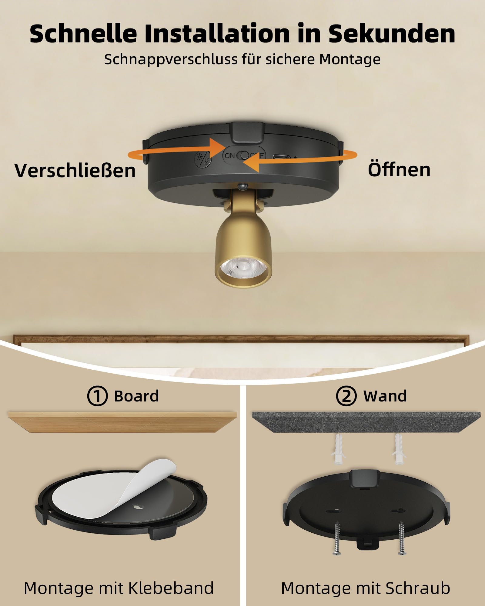 EZVALO Kabellose Spotlight mit Fernbedienung, 4000mAh Akku, 3 Farbtemperaturen, Wiederaufladbarer Wandspot, LED Spots Akku für Gemälde, Kunst, Pflanzen, Porträts (Schwarz, 2er Set)