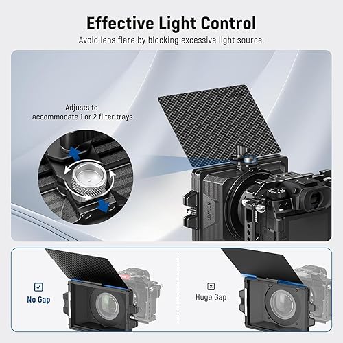 Miniatura 4 de NEEWER Mini caja mate con dos bandejas de filtro de 4 x 5.65 pulgadas, 4 adaptadores de lente circular, bandera superior de fibra de carbono,