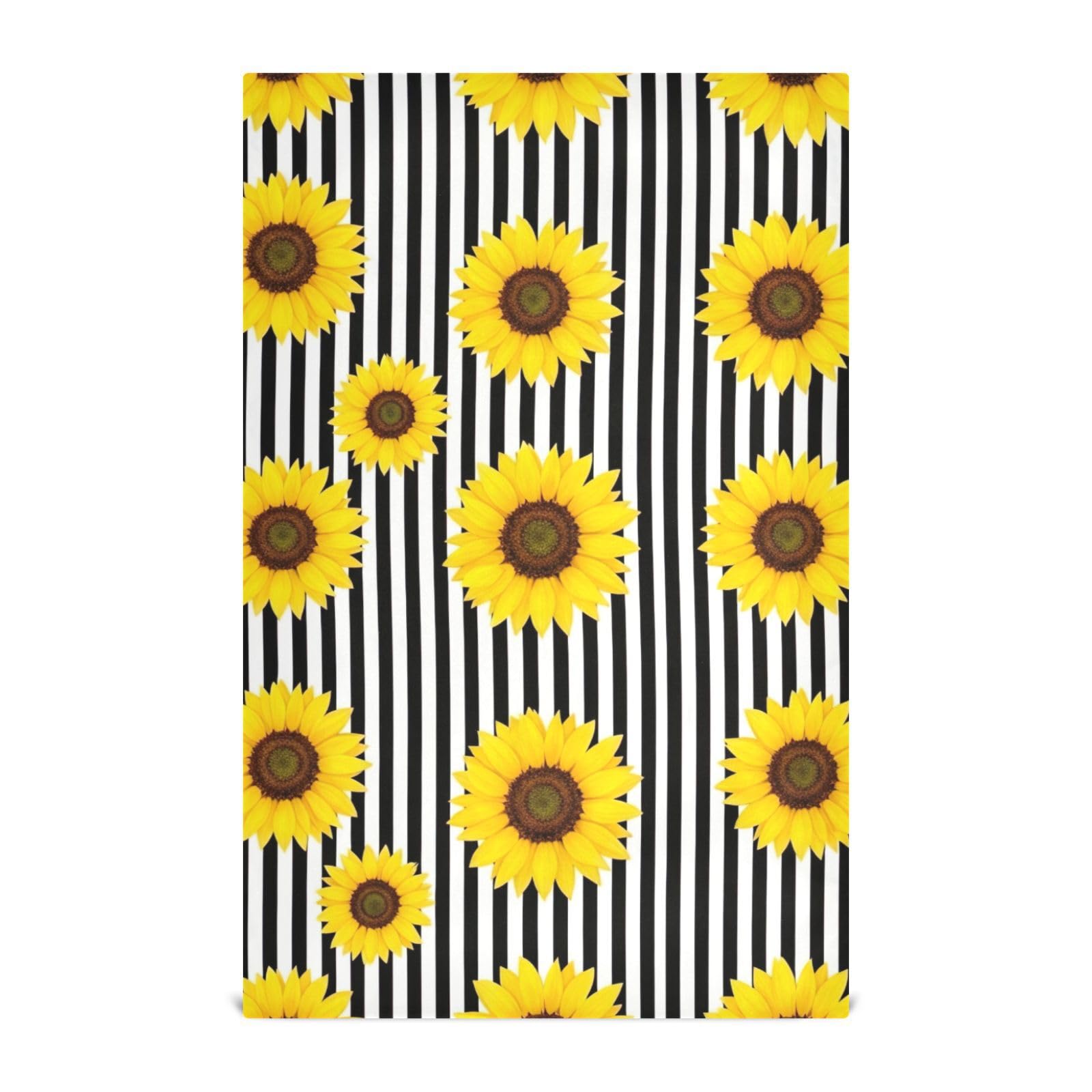 Torchons de cuisine rayures et tournesols GAIREG pour sublimer la table