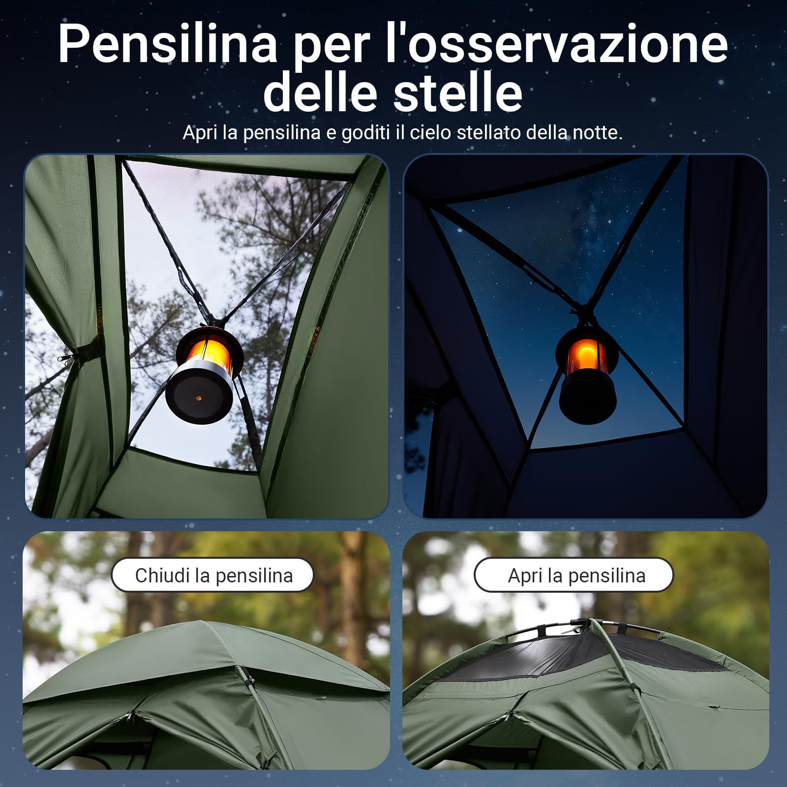 SoBuy Lettino da campeggio Brandina da esterno Tenda antipioggia portatile Starry Sky con tasche porta scarpe Tenda 3 in 1