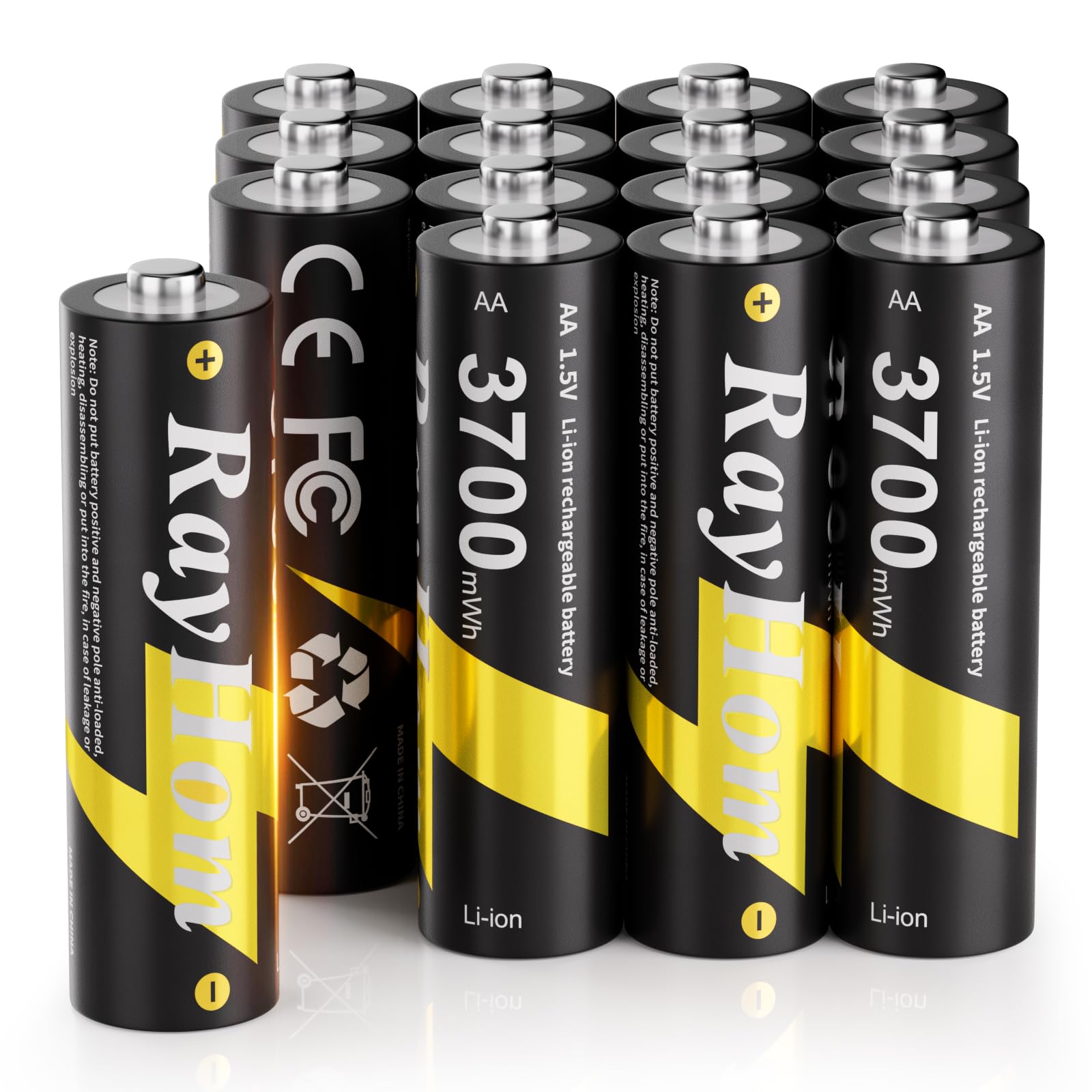 RayHom 16-Pack AA Lithium Rechargeable Batteries