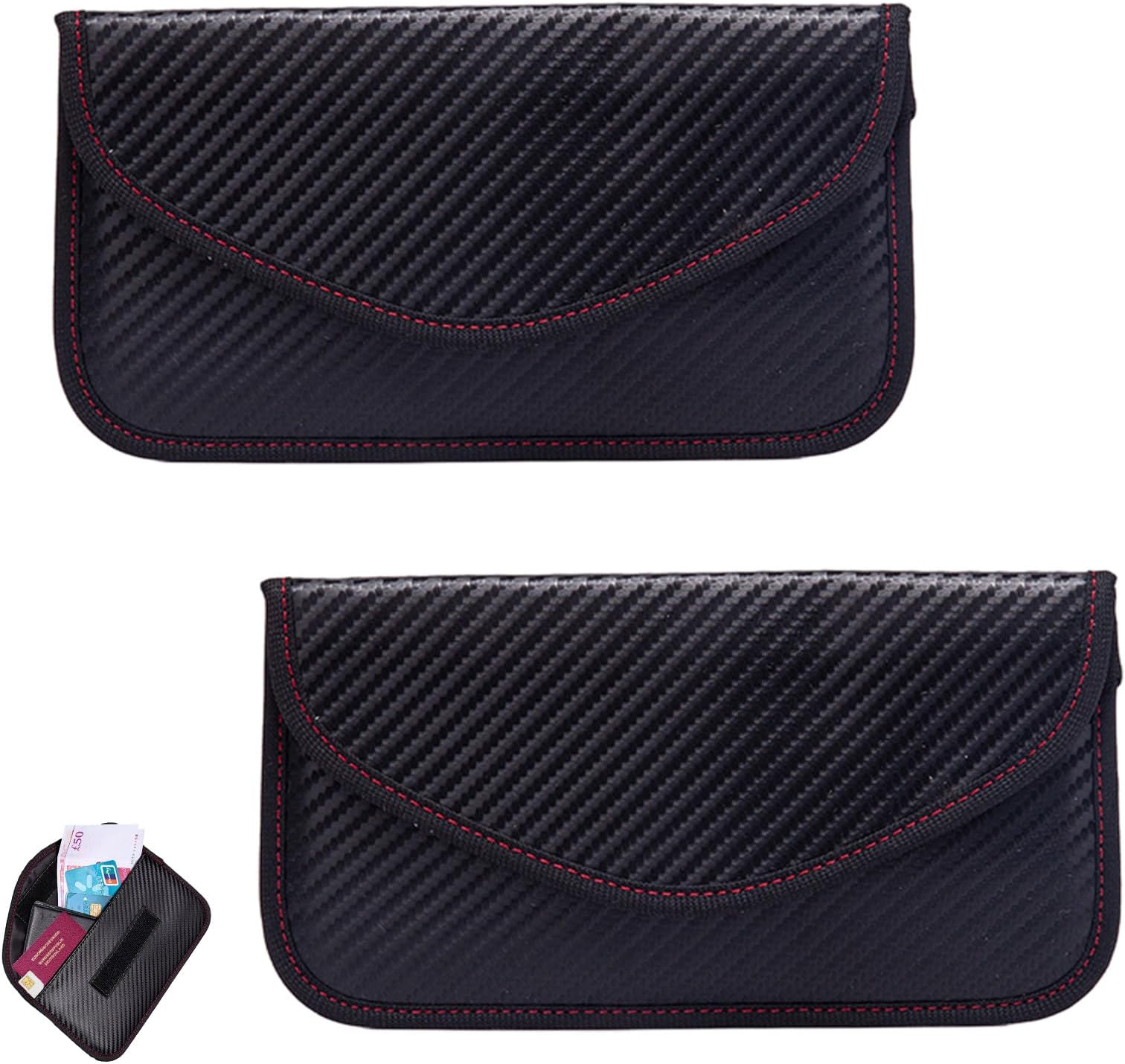 Gruvox 2 Piece Faraday Pouch for Ear Keys RFID Anti Theft Brush Key Bag Mobile Phone Signal Shielding Bag Identification Bag Car Key Bag Leather Car Key Signal Blocker Pouch