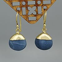 Vista 110 de Gempires - Pendiente de gancho de pera natural, pendiente de meditación, joyería hecha a mano, regalo para ella Yaxaite