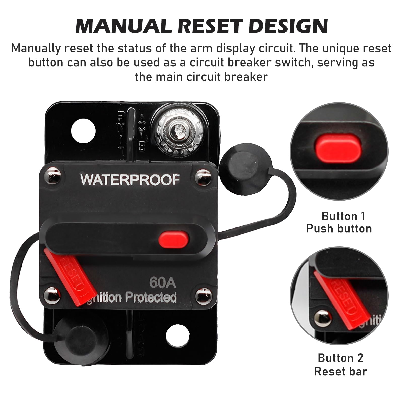 2 pz Interruttore 250A 12V-48V DC per Motori da pesca a traina Barca ATV Alimentazione Manuale con Fusibile in Linea impermeabile Reset Manuale Interruttore per auto, barca (250A)