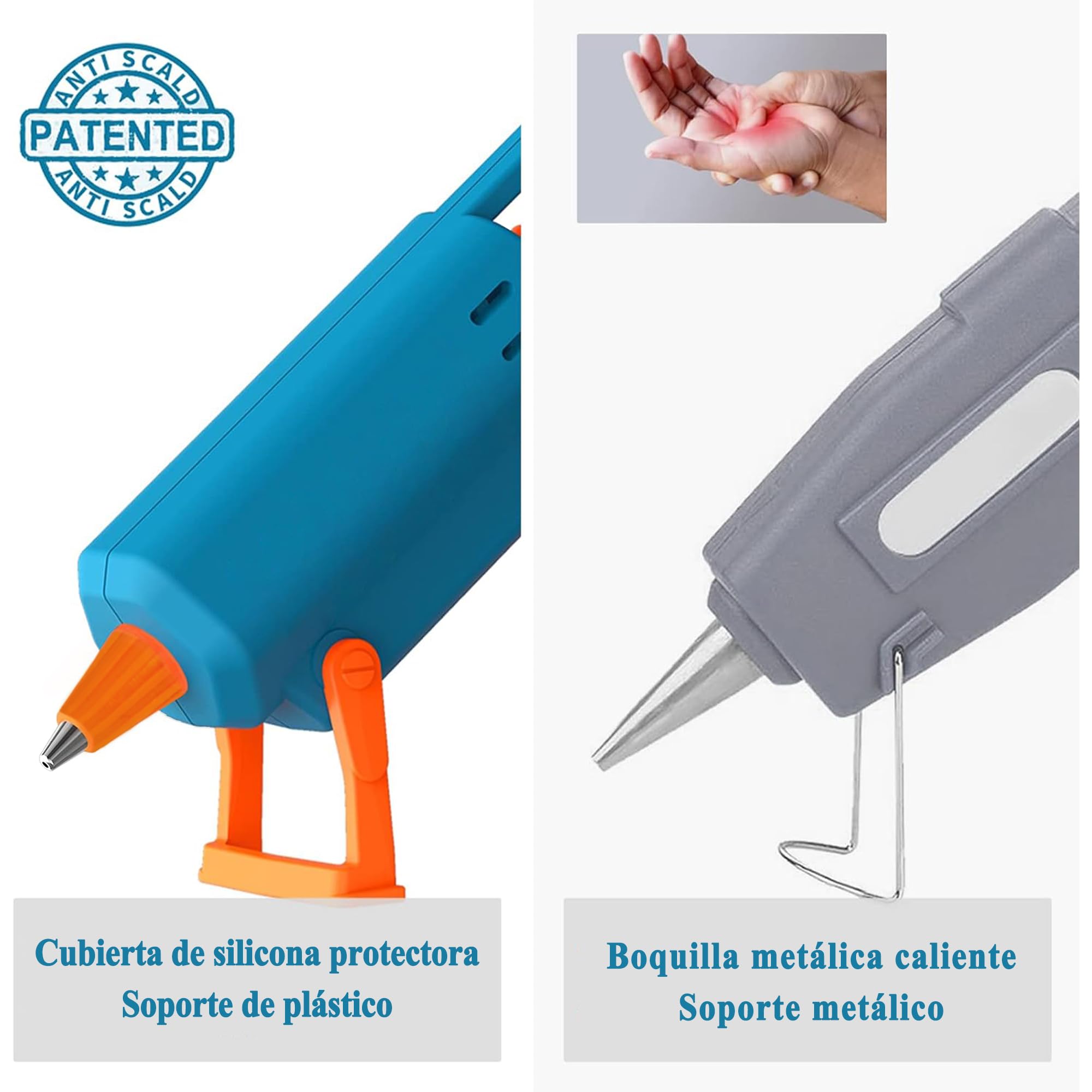 Pistola Silicona Caliente Tilswall 50W con 75pcs Pegamento Barras 7*130mm Pistola de Silicona Caliente, Pistola Silicona Manualidades Antigoteo para Arte, Reparaciones y en el hogar,Oficina y Escuela