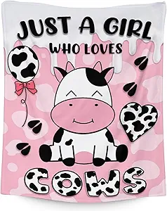 Mercuryelf Cow Throw Blanket - Soft, Fuzzy & Warm - 60x80 Inches Flannel Blankets for Bed, Couch - Pink Cute Throws Gift for Women