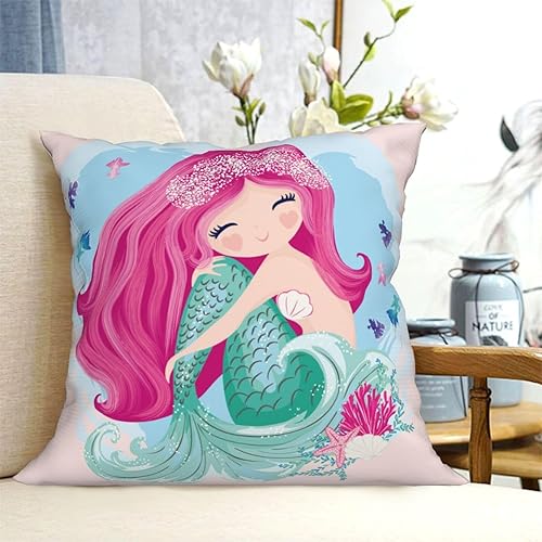 Miniatura 4 de Aimeryup Throw Pillow Covers 16x16 Inch Beauty Mermaid Decorative Pillow Covers Cushion Covers cojines decorativos para sala Pillow Cases Cute Throw