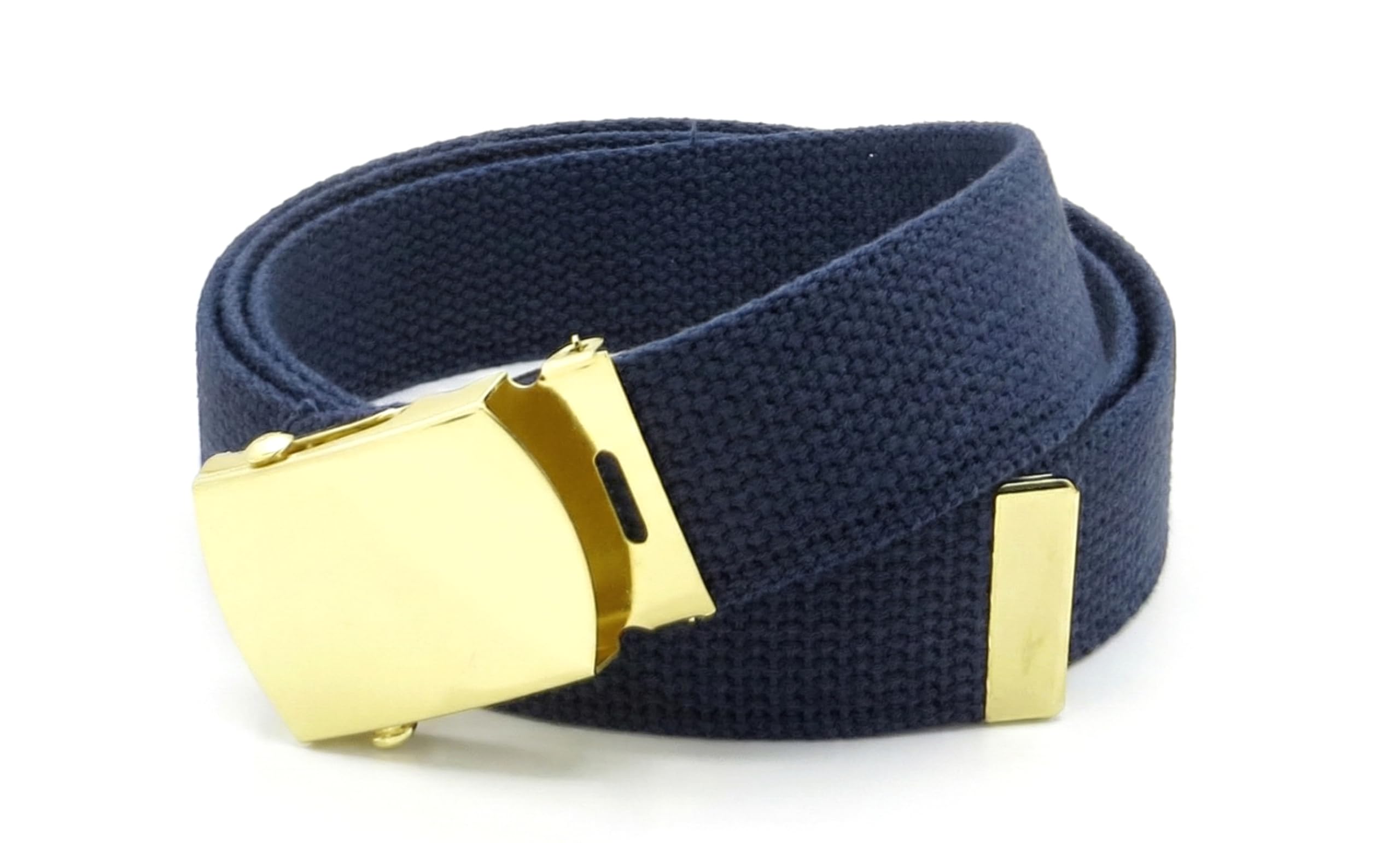 Canvas Web Belt Military Style with Brass Buckle and Tip 54" Long Many Colors