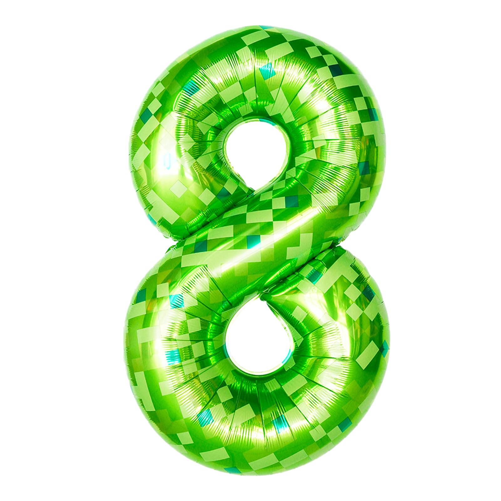 ParPix Pixelmotiv Zahlen Luftballon 8. Geburtstag Junge Mädchen, Grün Pixel Thema 40 Zoll Folienballon 8, Pixel Miner 8 Geburtstag Zahlen Ballons, 100cm Helium Ballon 8, Geburtstagsdeko 8 Jahre Junge