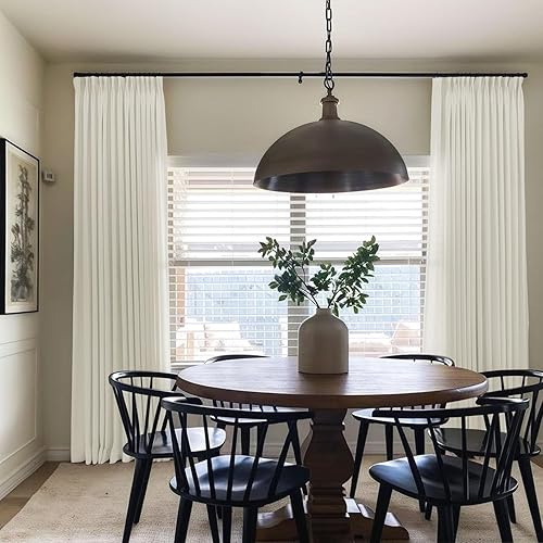 TWOPAGES Cortina plisada de mezcla de algodón sin forro para cortinero, cortina plisada de 108 pulgadas de largo, color beige y blanco para