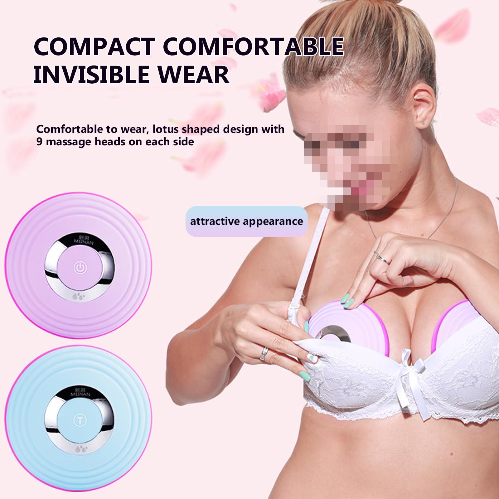 Buhelyc Masseur Mammaire Machine de Massage Confortable de Vibration Intelligente Outil de Massage réglable pour agrandissement du Sein(Color:Violet)
