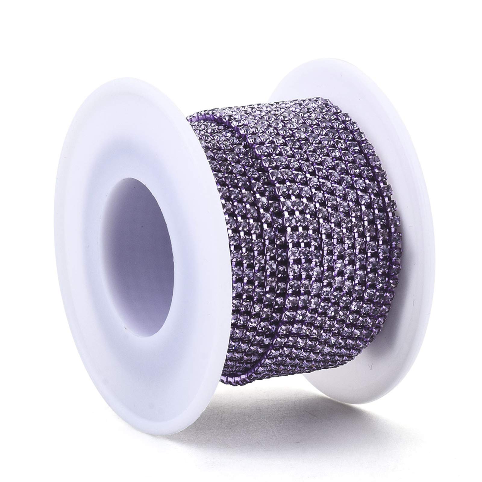 Craftdady 10 Yards Crystal Rhinestone Chain 2mm Triming Claw Sew On Rhinestone Cup Chain Roll for DIY Jewelry Crafts Wedding Home Decoration (Lavender)
