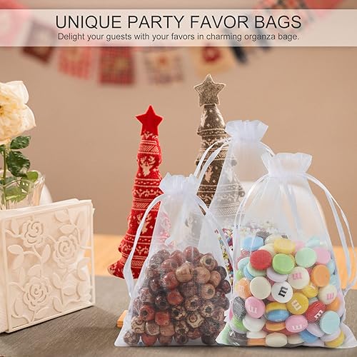 Miniatura 18 de ANZNKU Paquete de 50 bolsas de organza pequeñas de malla de 4 x 6 pulgadas, bolsa de regalo dorada de primera calidad con cordón, bolsa de malla