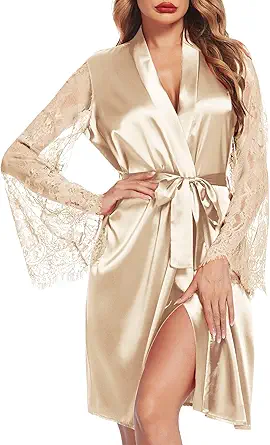 Avidlove Women's Satin Kimono Robe for Bridesmaid and Bride Wedding Party Getting Ready Short Robe