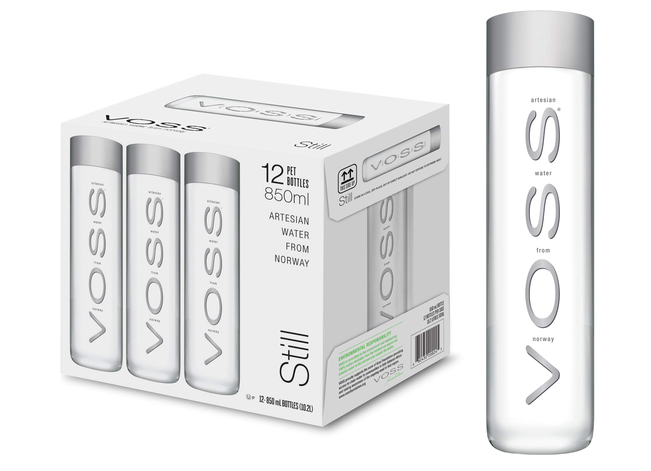 VOSS Still Plastic Bottle, 850 ml (Pack of 12)