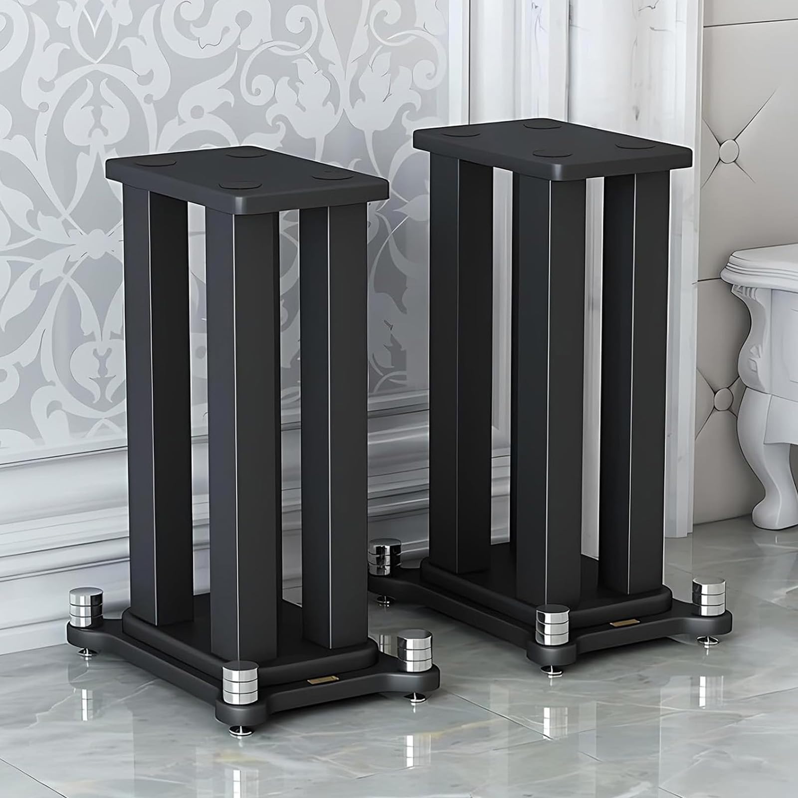 Soportes Universales de Suelo para Altavoces Disponibles en 20, 30, 40, 50, 60, 70 80 Cm par de Soportes Resistentes de Acero, Metal Madera,B,30 * 35 * 80cm